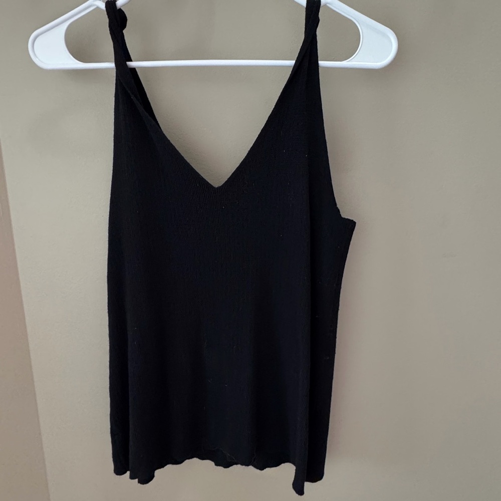 Sleek Black V-Neck Camisole with Knot Details